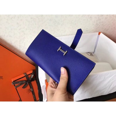 Hermes Blue Electric Epsom Bearn Gusset Wallet