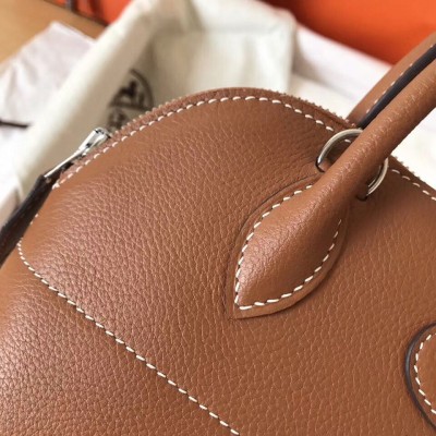 Hermes Bolide 27 Handmade Bag In Gold Clemence Leather