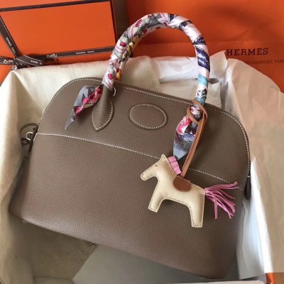 Hermes Bolide 31 Handmade Bag In Taupe Clemence Leather HSBS62141