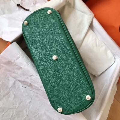 Hermes Bolide 31 Handmade Bag In Vert Vertigo Clemence Leather