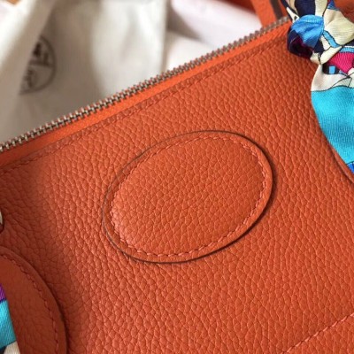 Hermes Bolide 35 Handmade Bag In Orange Clemence Leather