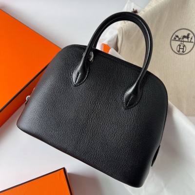 Hermes Bolide 1923 25 Handmade Bag In Black Chevre Mysore Leather