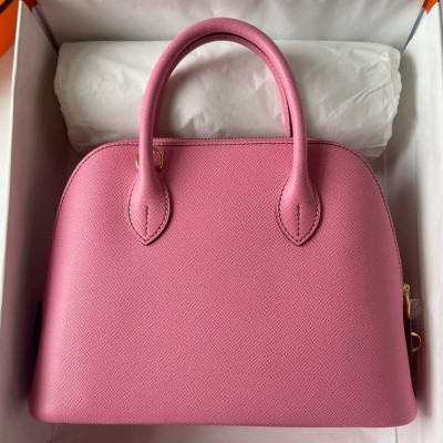 Hermes Bolide 1923 25 Handmade Bag in Rose Sakura Epsom Calfskin HSBS60403