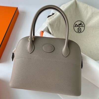 Hermes Bolide 1923 27 Handmade Bag In Gris Asphalt Epsom Calfskin HSBS60431