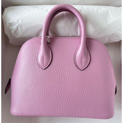 Hermes Bolide 1923 Mini Handmade Bag In Mauve Sylvestre Chevre Mysore Leather HSBS60414