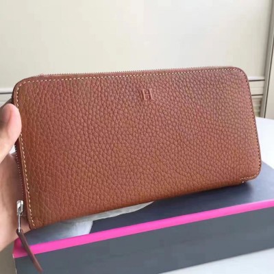 Hermes Brown Clemence Azap Zipped Wallet HSBS60483