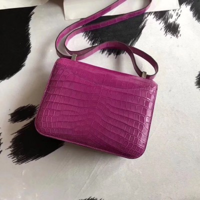 Hermes Constance 24 Bag In Rose Scheherazade Niloticus Crocodile