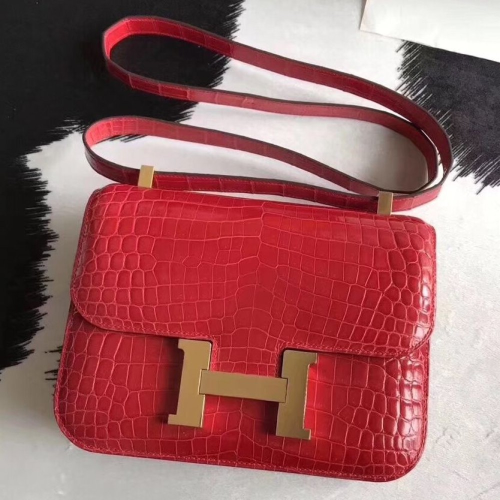 Hermes Constance 24 Handmade Bag In Braise Niloticus Crocodile