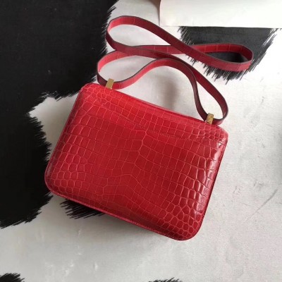 Hermes Constance 24 Handmade Bag In Braise Niloticus Crocodile