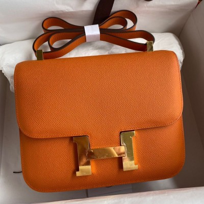 Hermes Constance 24 Handmade Bag In Orange Epsom Calfskin HSBS60574