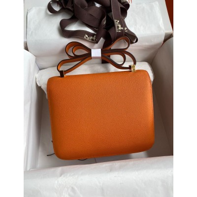 Hermes Constance 24 Handmade Bag In Orange Epsom Calfskin