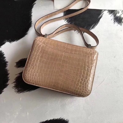 Hermes Constance 24 Handmade Bag In Poussiere Niloticus Crocodile