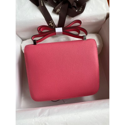 Hermes Constance 24 Handmade Bag In Rose Lipstick Epsom Calfskin