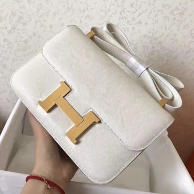 Hermes Constance 24 Handmade Bag In White Epsom Leather HSBS60663