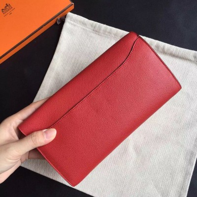 Hermes Constance Long Wallet In Red Epsom Leather