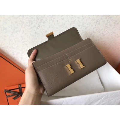 Hermes Constance Long Wallet In Taupe Epsom Leather