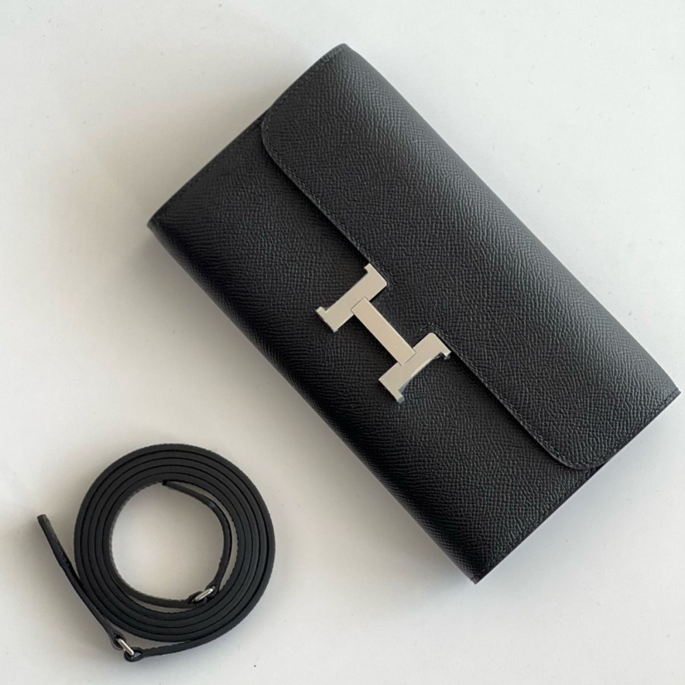 Hermes Constance To Go Wallet in Black Epsom Calfskin