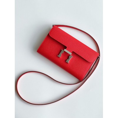 Hermes Constance To Go Wallet in Red Epsom Calfskin