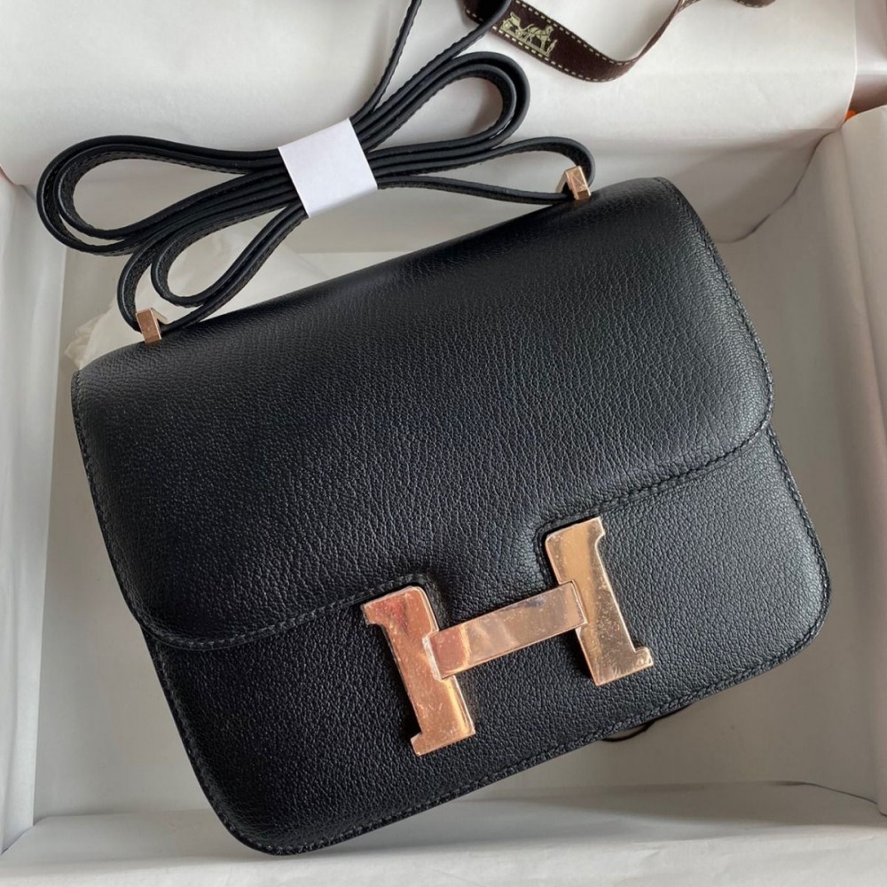 Hermes Constance 18 Handmade Bag In Black Chevre Mysore Leather