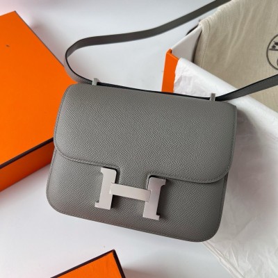 Hermes Constance 18 Handmade Bag In Gris Meyer Epsom Calfskin