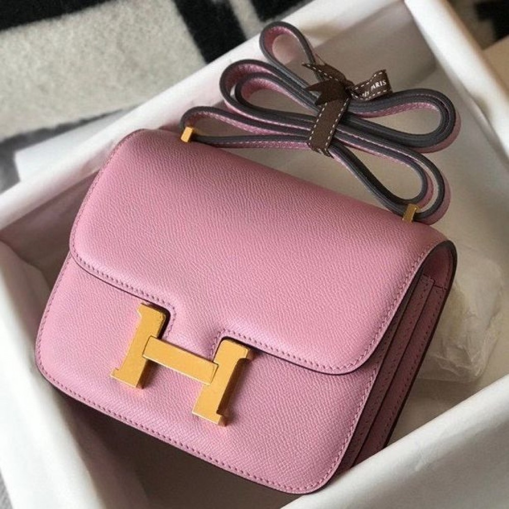 Hermes Constance 18 Handmade Bag In Mauve Sylvestre Epsom Leather