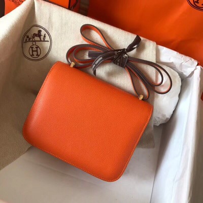 Hermes Constance 18 Handmade Bag In Orange Epsom Leather