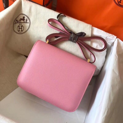 Hermes Constance 18 Handmade Bag In Pink Epsom Leather