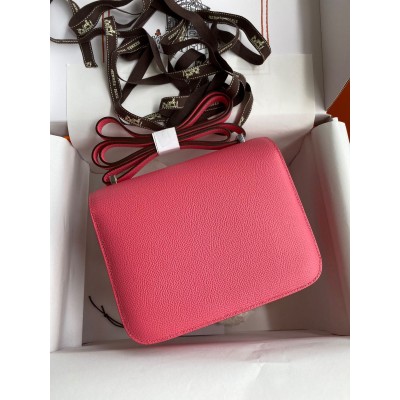 Hermes Constance 18 Handmade Bag In Rose Lipstick Epsom Calfskin