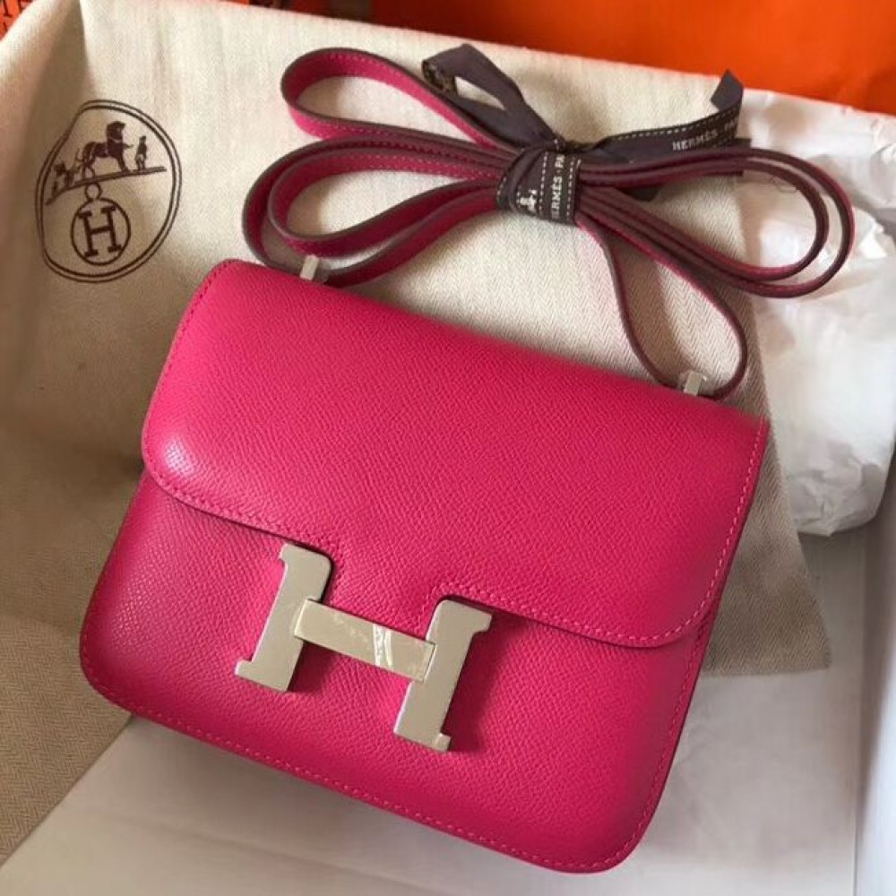 Hermes Constance 18 Handmade Bag In Rose Red Epsom Leather