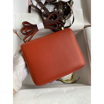 Hermes Constance 18 Handmade Bag In Sienna Swift Calfskin