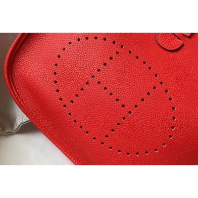 Hermes Evelyne III 29 PM Bag In Red Clemence Leather