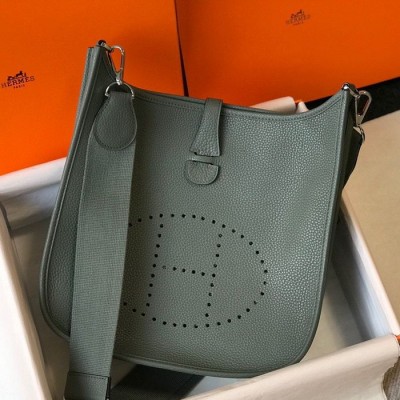 Hermes Evelyne III 29 PM Bag In Vert Amande Clemence Leather HSBS60695