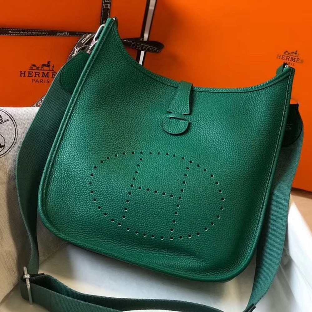 Hermes Evelyne III 29 PM Bag In Vert Vertigo Clemence Leather