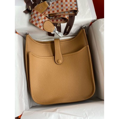 Hermes Evelyne III PM 29 Handmade Bag in Biscuit Clemence Leather