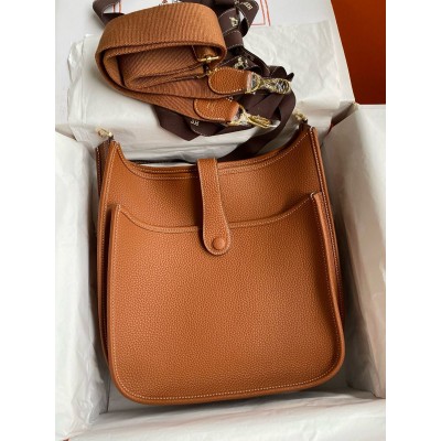 Hermes Evelyne III PM 29 Handmade Bag in Gold Clemence Leather