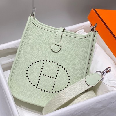 Hermes Evelyne III TPM Bag In Vert Fizz Clemence Leather HSBS60711