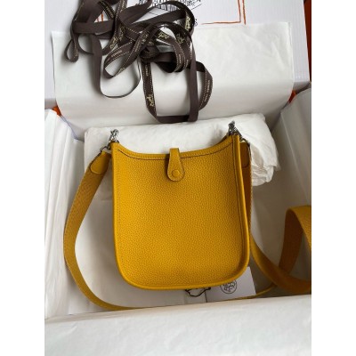 Hermes Evelyne Mini Handmade Bag in Jaune Clemence Leather