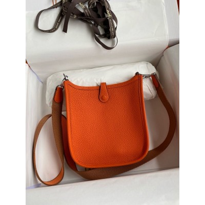 Hermes Evelyne Mini Handmade Bag in Orange Clemence Leather