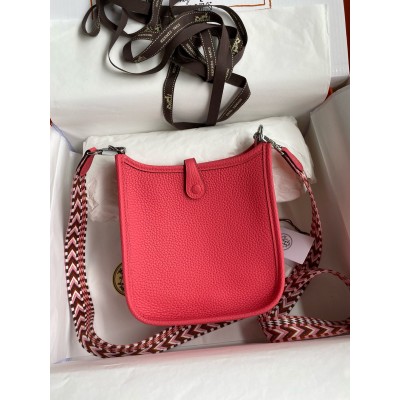 Hermes Evelyne Mini Handmade Bag in Rose Lipstick Clemence Leather