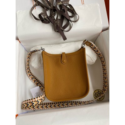 Hermes Evelyne Mini Handmade Bag in Sesame Clemence Leather