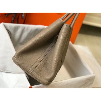 Hermes Garden Party 30 Bag In Grey Taurillon Leather