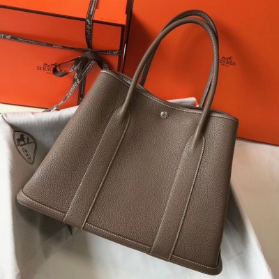 Hermes Garden Party 36 Bag In Taupe Clemence Leather HSBS60784