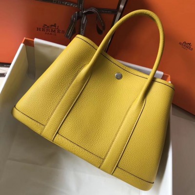 Hermes Garden Party 36 Bag In Yellow Clemence Leather HSBS60759