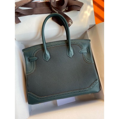 Hermes Ghillies Birkin 30cm Limited-edition Bag In Green Calfskin