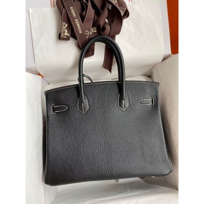 Hermes HSS Birkin 30 Bicolor Bag in Black and Red Chevre Mysore Leather