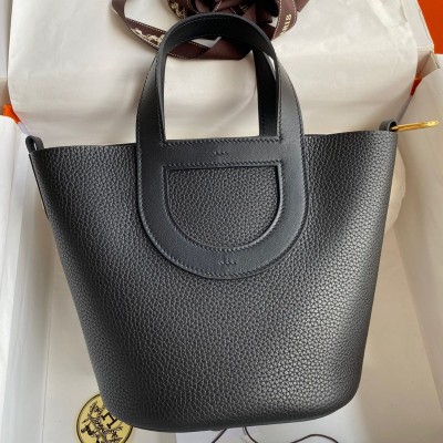 Hermes In The Loop 18 Handmade Bag in Black Clemence Leather HSBS60902