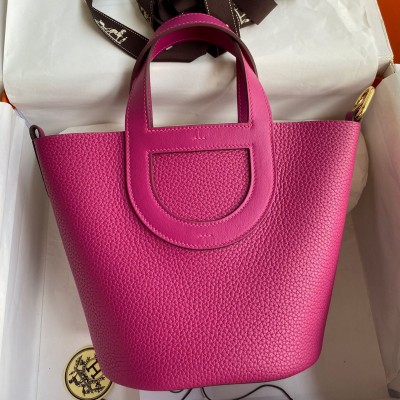 Hermes In The Loop 18 Handmade Bag in Rose Purple Clemence Leatherther HSBS60943