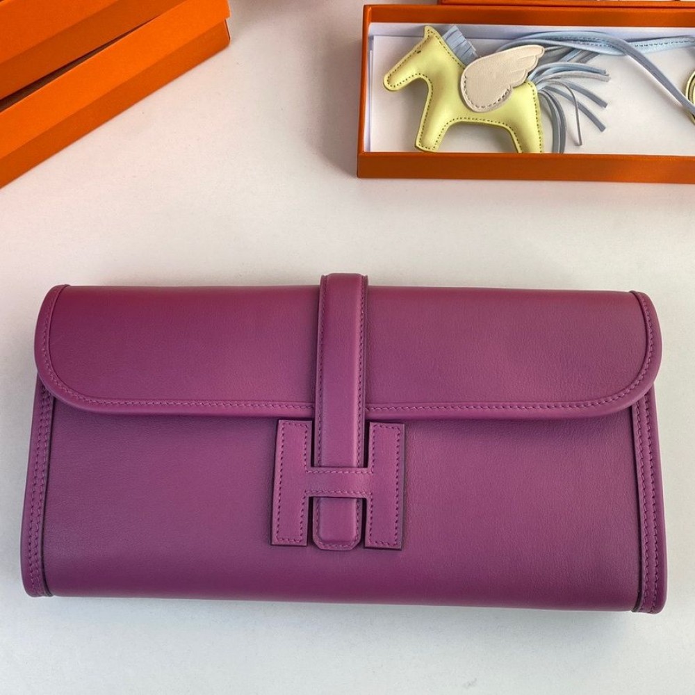 Hermes Jige Elan 29 Clutch Bag In Anemone Swift Calfskin