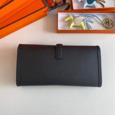 Hermes Jige Elan 29 Clutch Bag In Black Epsom Leather