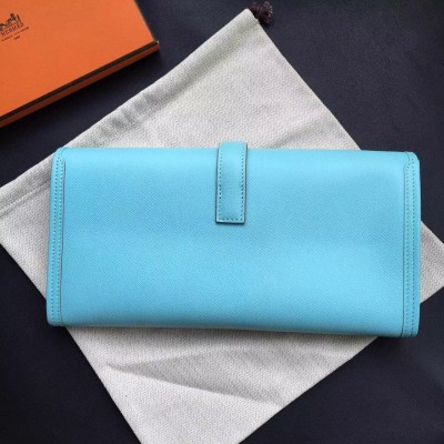 Hermes Jige Elan 29 Clutch Bag In Blue Atoll Epsom Calfskin